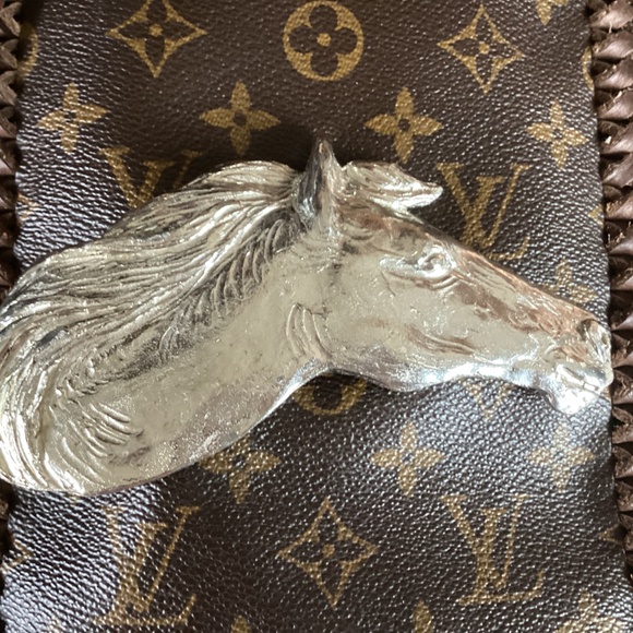 Vintage Outstanding Metal Statement Sized Horse Head Belt Buckle/Scarf Slide